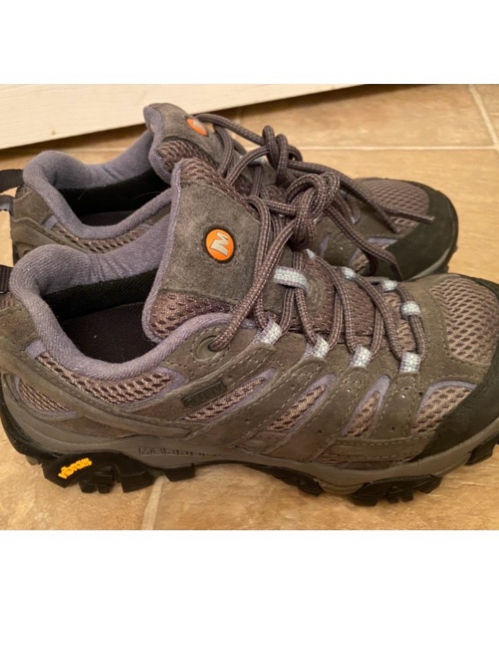 Merrell Women's Gray/Black Trail Hiking Shoes with Orange Accent size6.5like new